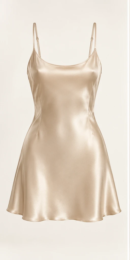 Lise Scoop Mini Dress in Champagne — front view