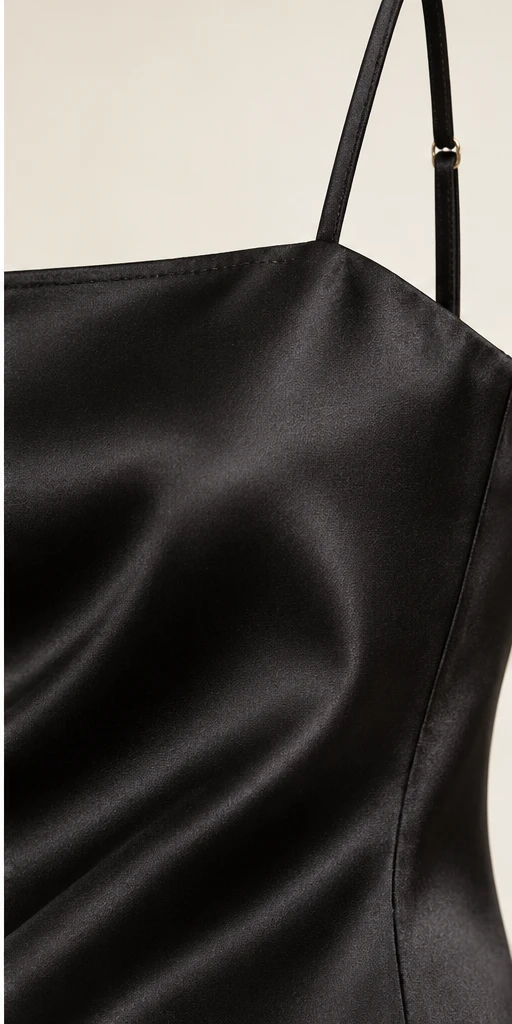 Ève Straight Mini Dress in Black — detail view
