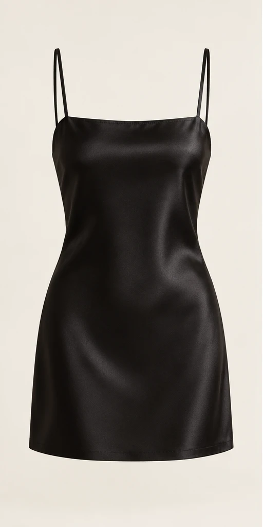 Ève Straight Mini Dress in Black — front view