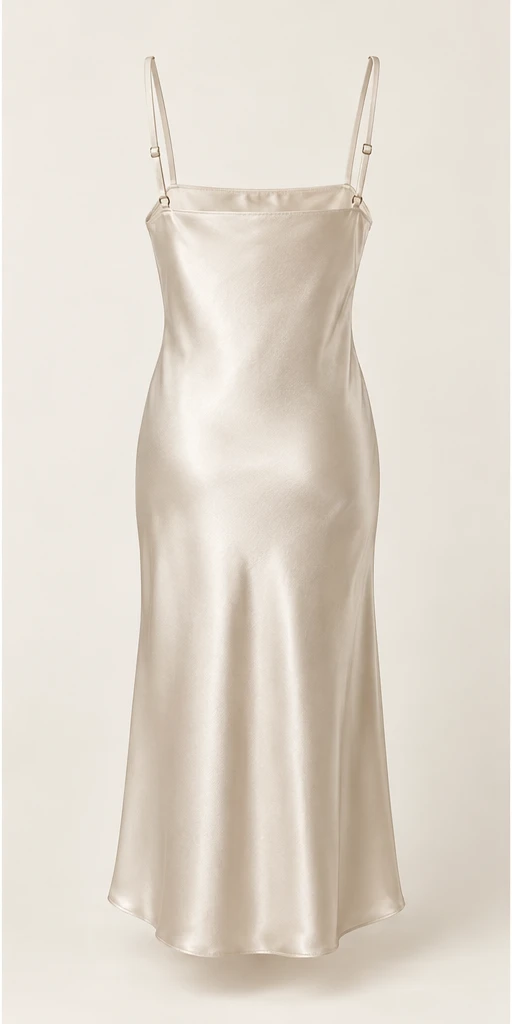 Camille Midi Slip Dress in Pearl — back view