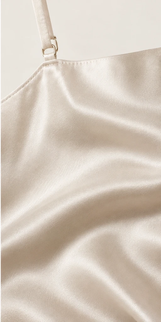 Camille Midi Slip Dress in Pearl — detail view