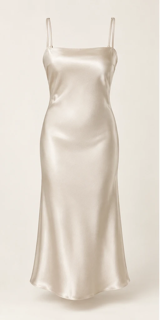 Camille Midi Slip Dress in Pearl — front view