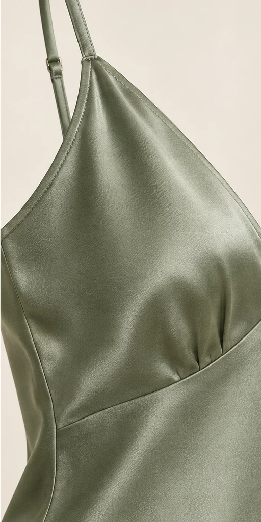 Manon V-Neck Midi Dress in Sage — detail view