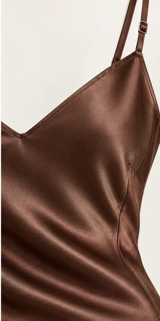 Élise Side-Slit Midi Dress in Cocoa — detail view