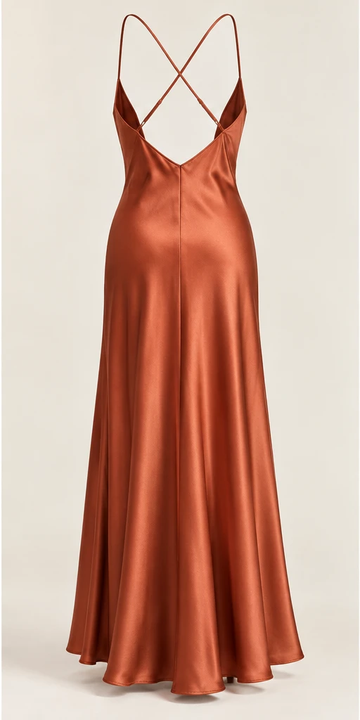 Lucie Cross-Back Maxi Dress in Terracotta — back view