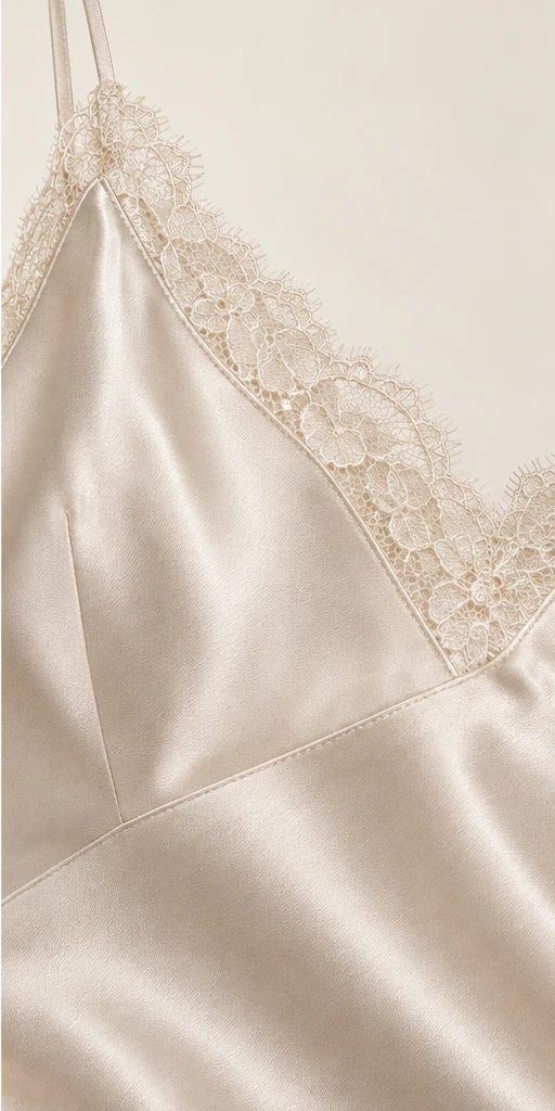 Fleur Lace-Trim Midi Dress in Pearl — detail view