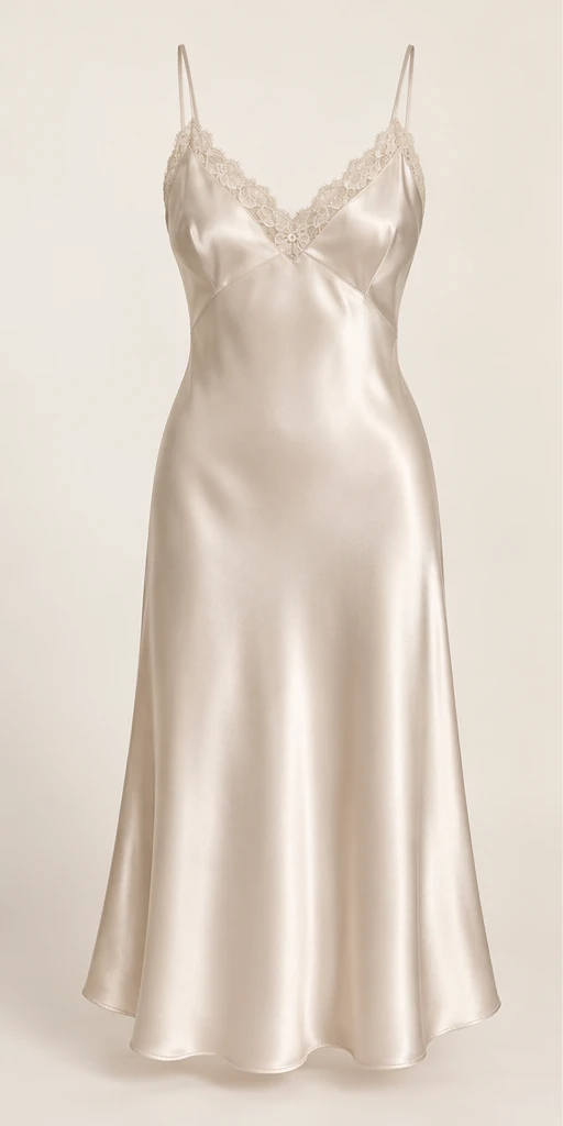 Fleur Lace-Trim Midi Dress in Pearl — front view