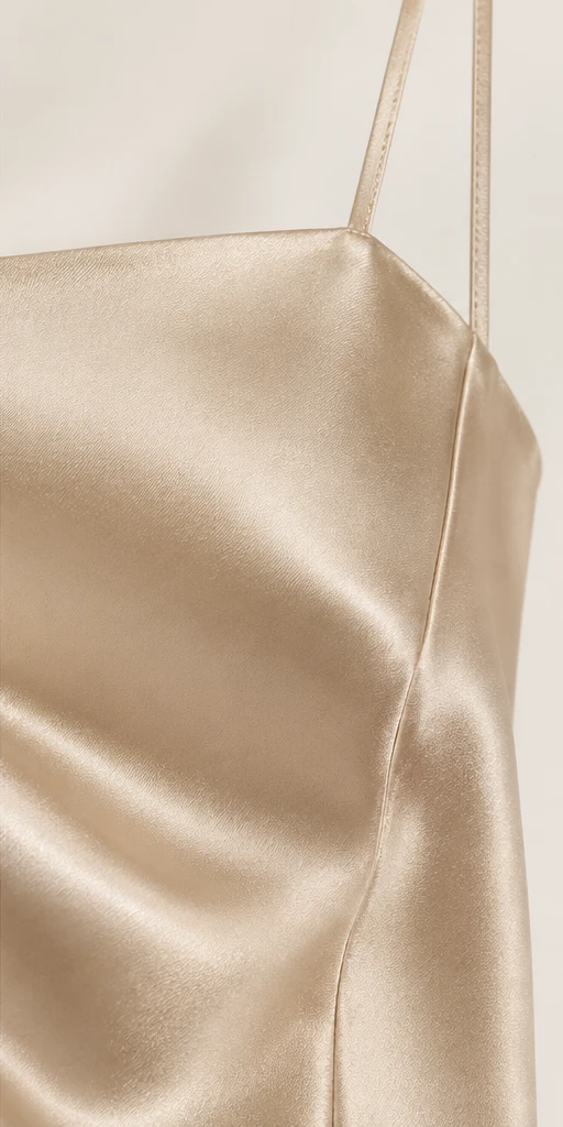 Élodie Silk Column Dress in Champagne — detail view